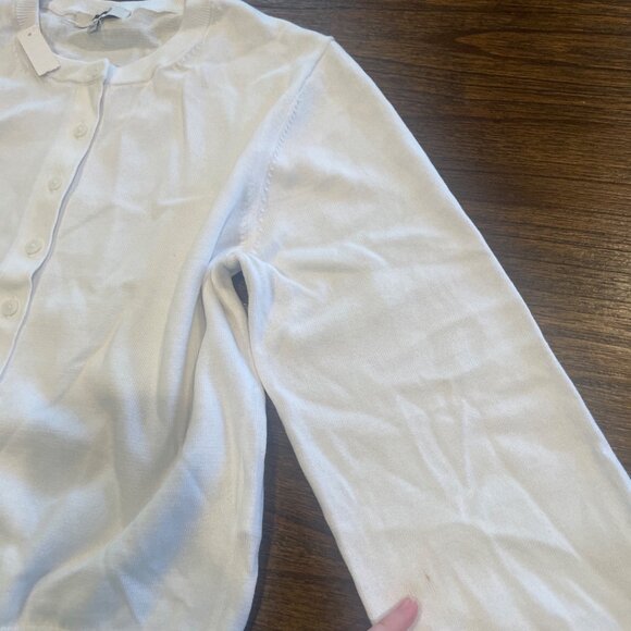 NWT Madewell Women's Sz M White Crewneck Cardigan in 100% Cotton Slim NV972 - Picture 6 of 12